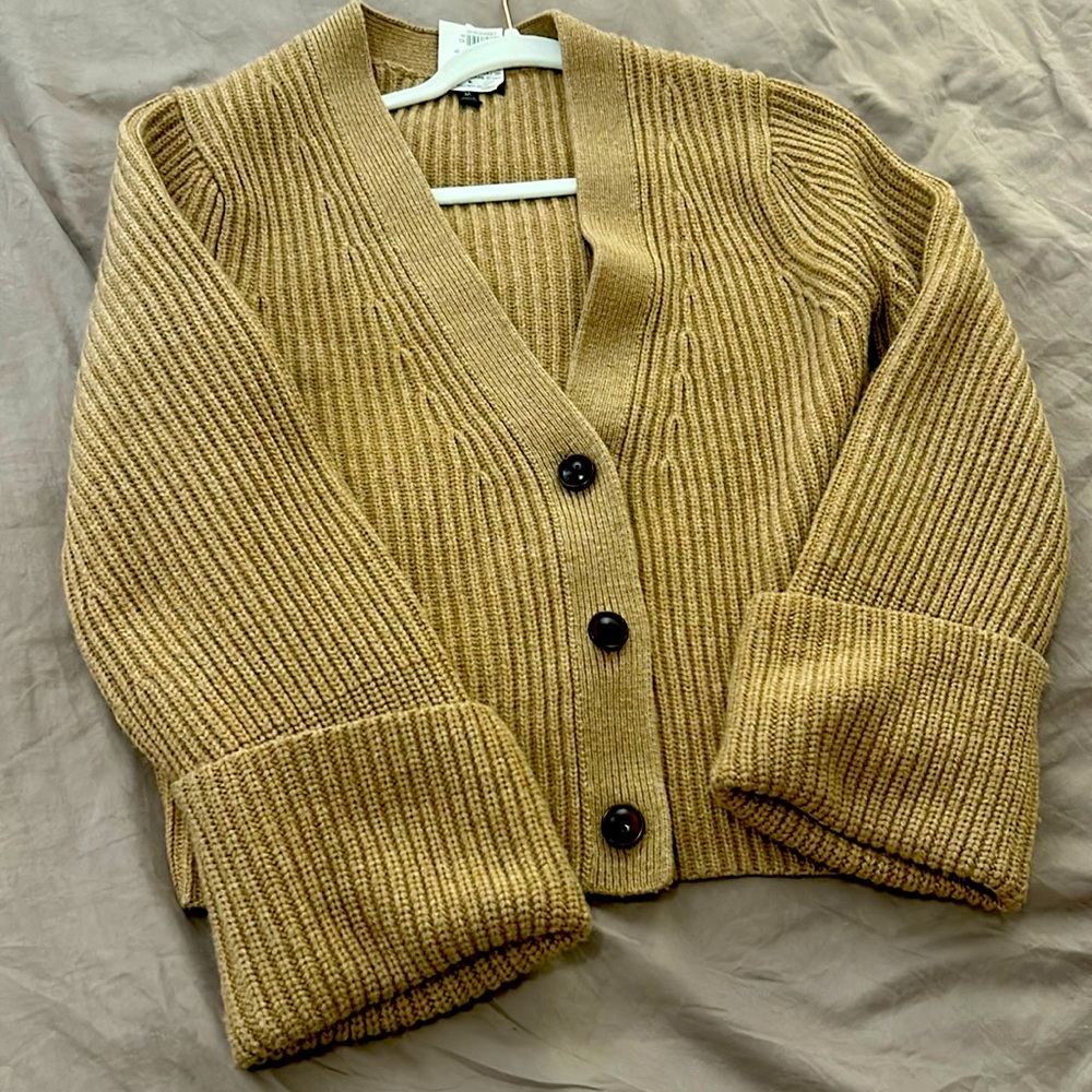 Banana Republic Camel-Colored Merino/Cashmere Cardigan, size M